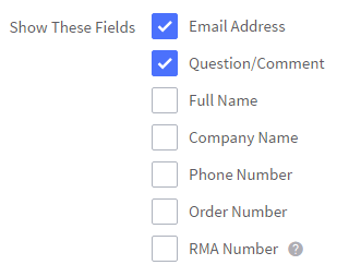 Show these fields checkboxes for contact form