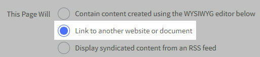 Option to link to another website or document
