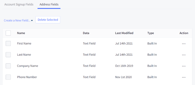 Address Fields