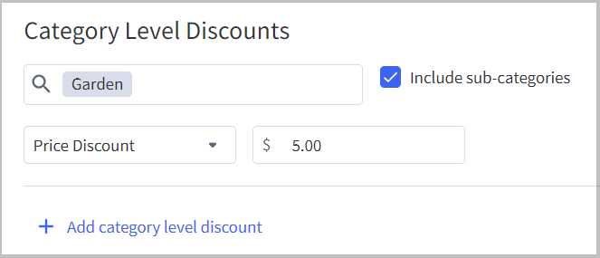 Setting for Category Level Discounts