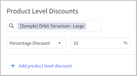 Product Level Discount settings