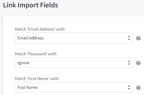 Matching import fields