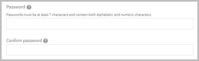 Password fields in a customer account