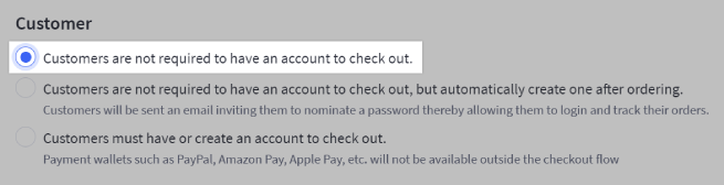 Disable automatic account creation for guest customers in checkout settings.