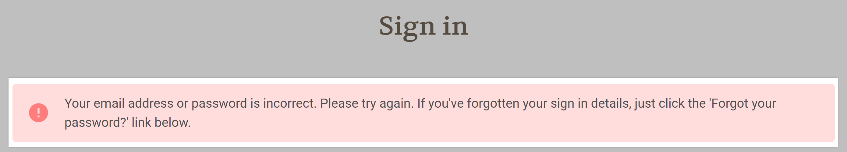 Login warning that appears when a password reset has been forced