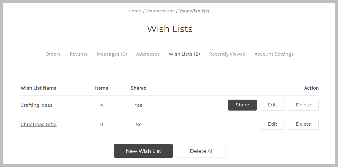 Wish Lists: How to make & share lists on