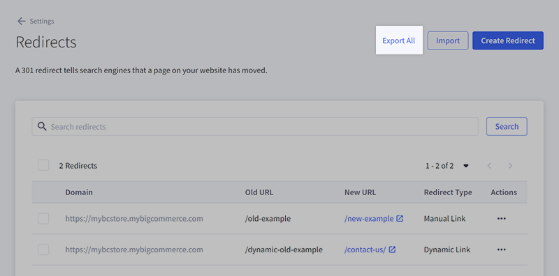 The Export All button