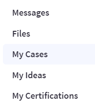 My Cases highlighted in the community account's menu.