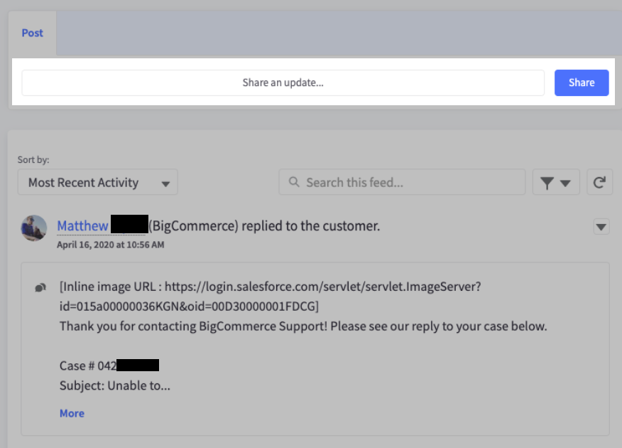 Click Share to submit your reply to a case.