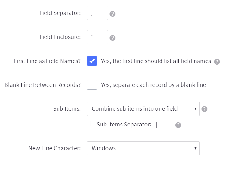 Advanced CSV Export Settings