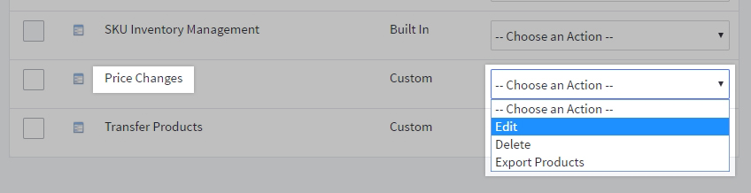 Editing a custom export template