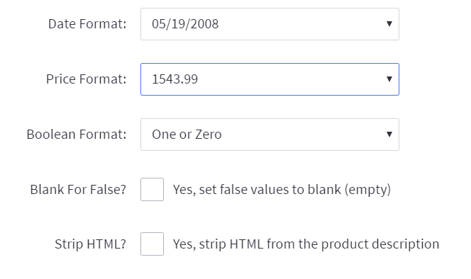 Field Formatting Options