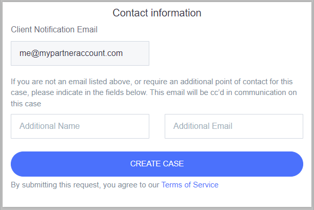 Fill in your contact details and add an additional contact if desired.