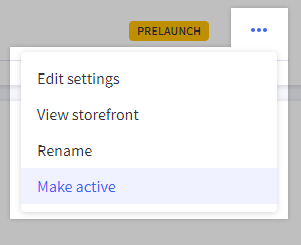 Storefront action menu with