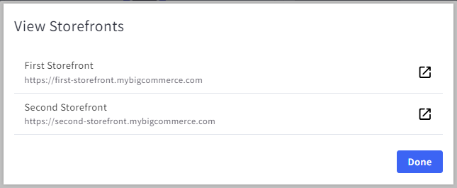 View Storefronts popup window.