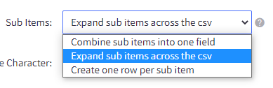 Expand sub items across the csv