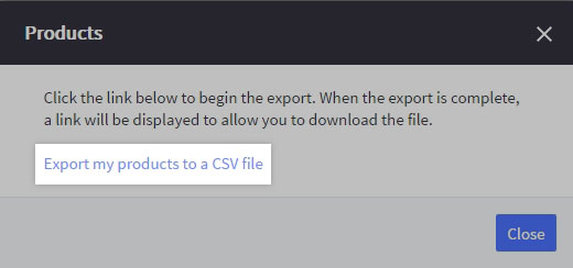 Export products to a CSV file