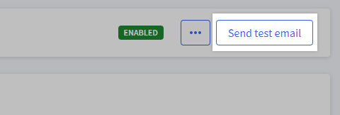 The Send test email button highlighted.