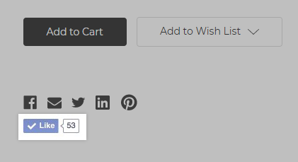 Example of a Facebook Like button on a BigCommerce page.