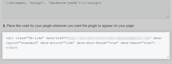 The Facebook Like button HTML code.