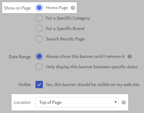 Banner settings