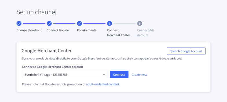 Connecting Google Merchant Center