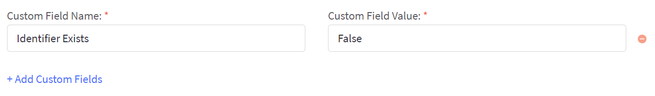 A custom field set up for a product without unique identifiers