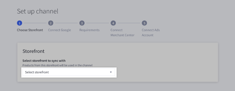 Selecting a storefront to sync with