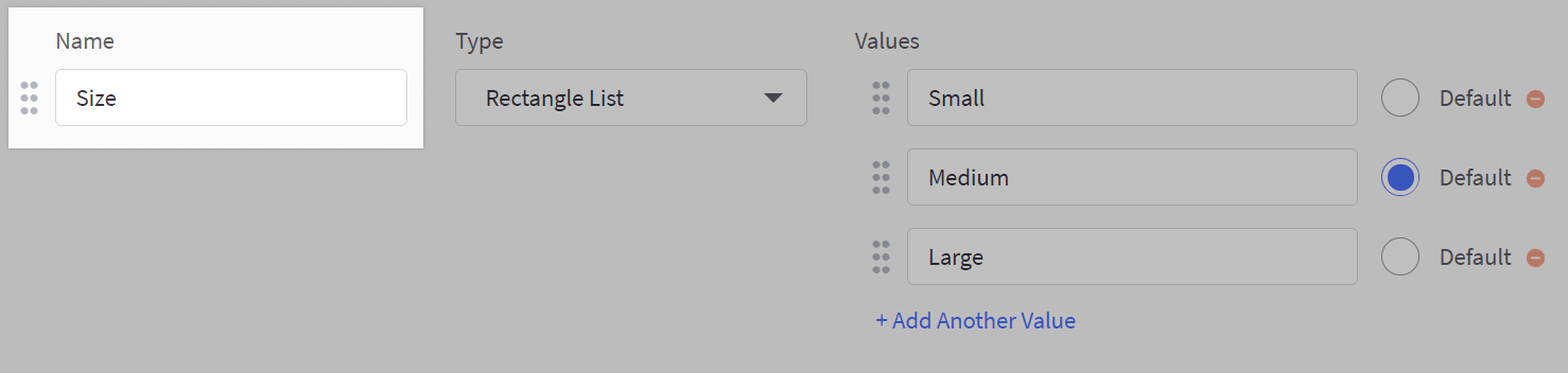 Name field highlighted when creating a new variant option