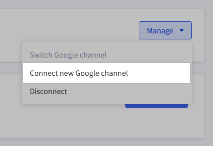 Create new Google channel option highlighted in the Ads and Listings on Google app