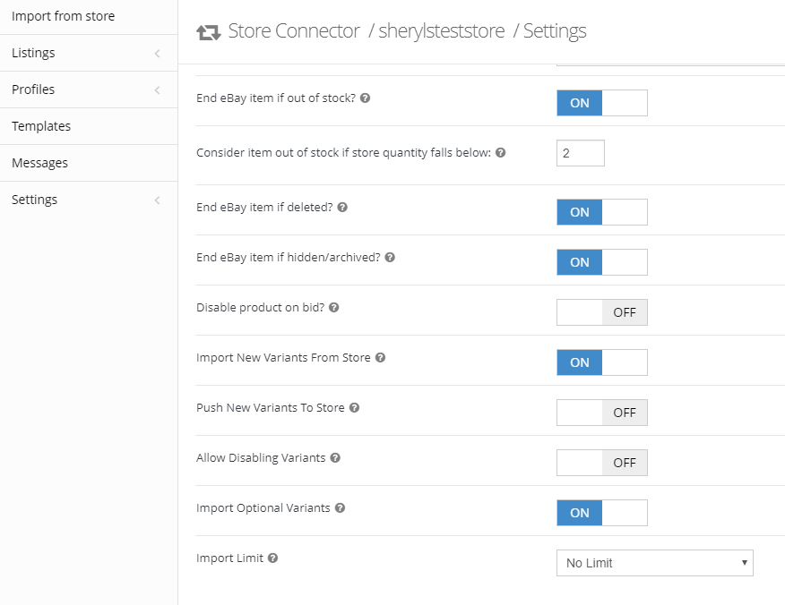 Additional sync settings