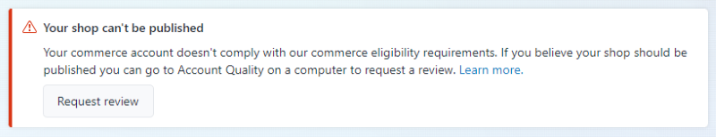 The Request review button in Meta Business Suite