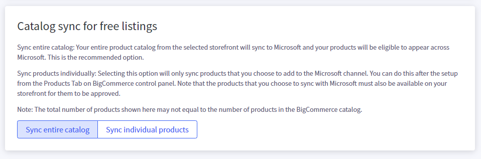 Select your catalog sync preference
