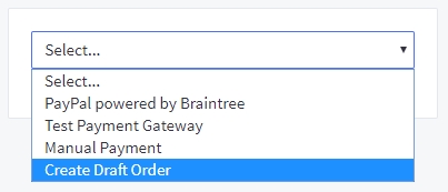 Create Draft Order option in the Finalize drop-down menu