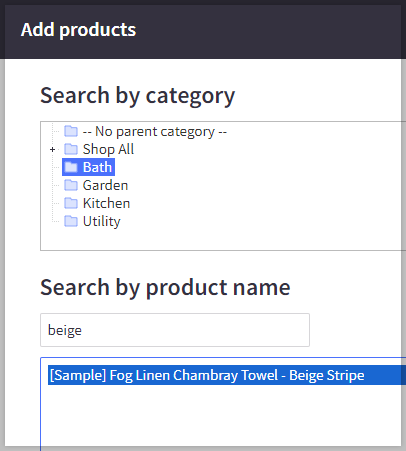 Product search window