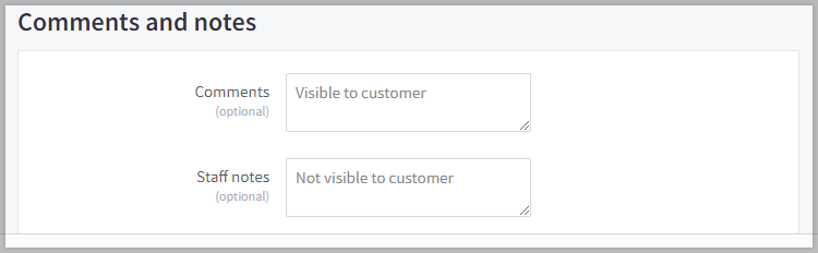 Comments and Notes section