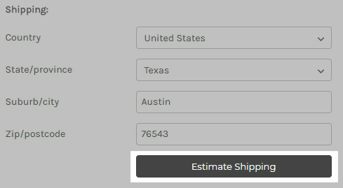 Highlighted Estimate Shipping button