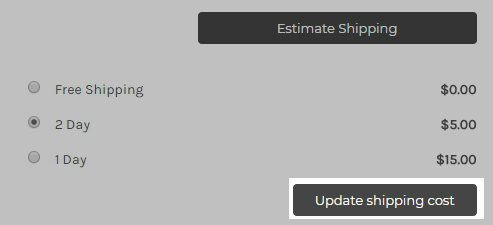 Highlighted Update shipping cost button