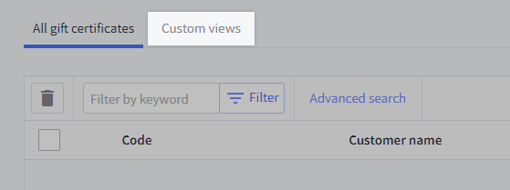 Custom views tab highlighted