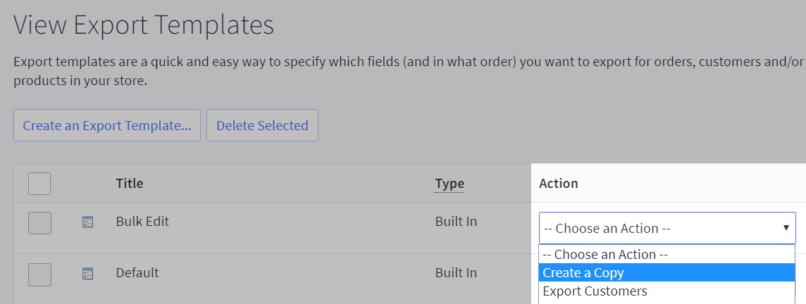 View Export Templates