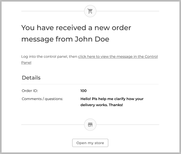 New order message notification