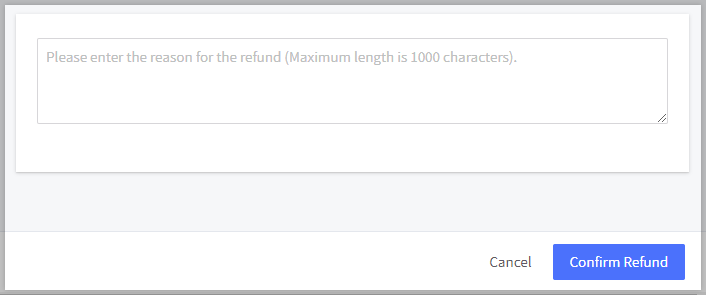 Reason for refund section with Continue button