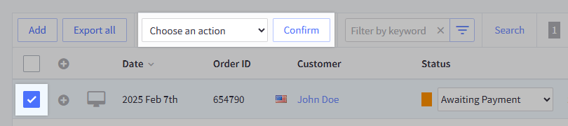 Order Actions
