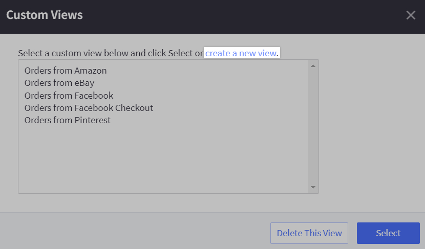 Popup window to create a new custom view