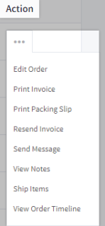 Order Actions Menu