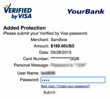 Example of a 3D Secure prompt during checkout