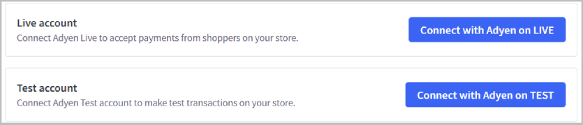 Select whether to connect to Adyen via test or live integration.