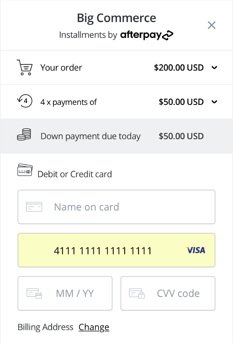 The Afterpay storefront checkout experience