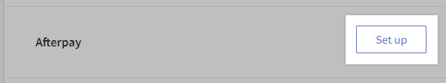 The Set up button next to Afterpay