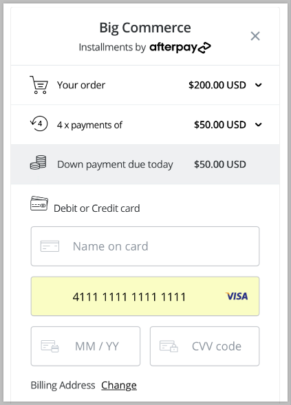 After Pay Interface Connecting with Afterpay
